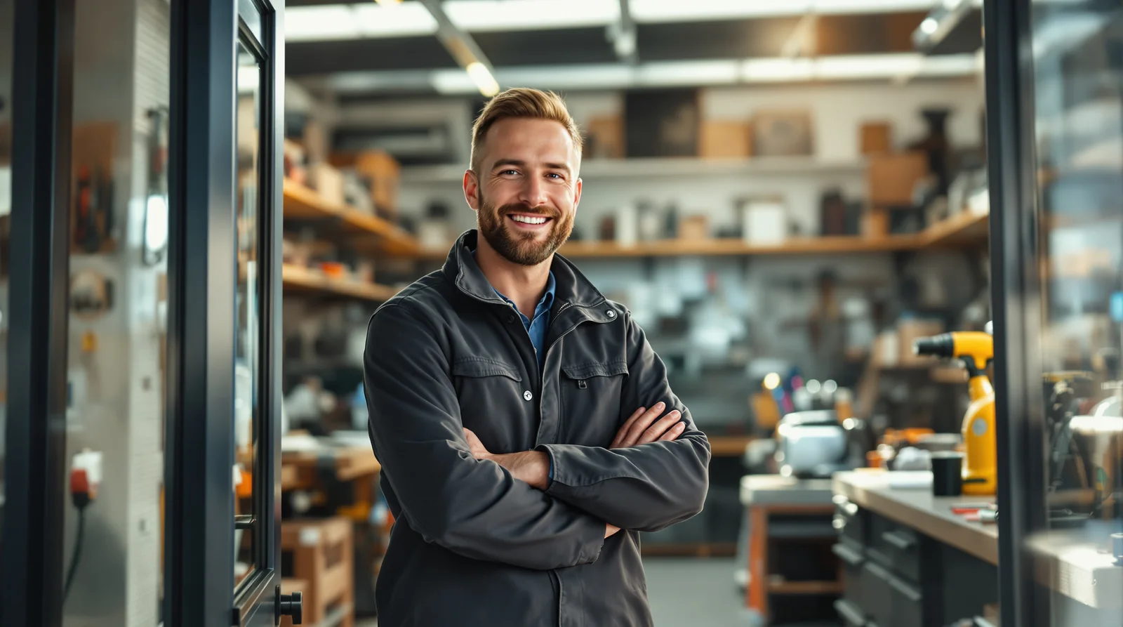 Selbstständiger Unternehmer in seiner Werkstatt — typischer Kunde, für den sich eine professionelle Website lohnt