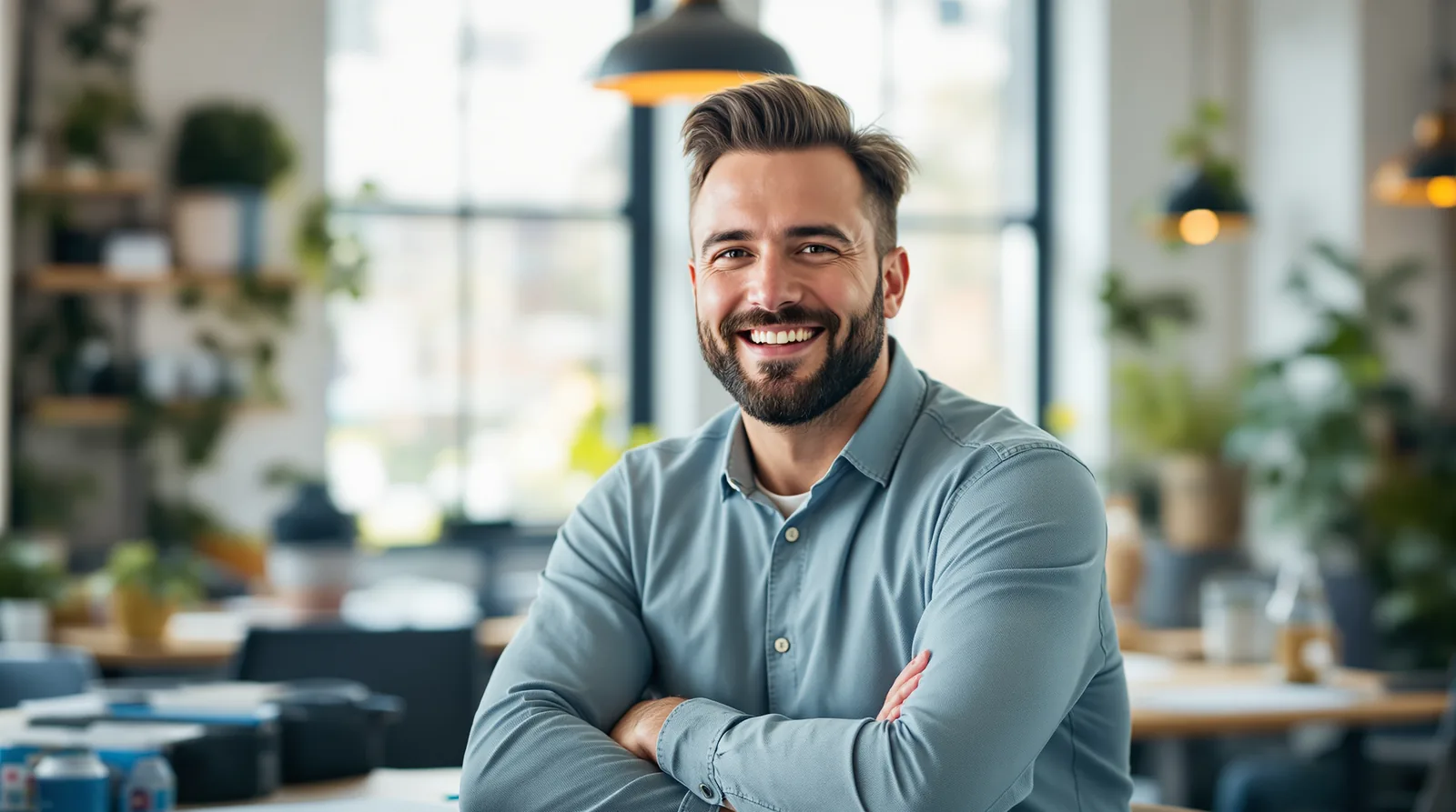 Zufriedener Unternehmer, der seine Website erstellen lassen hat