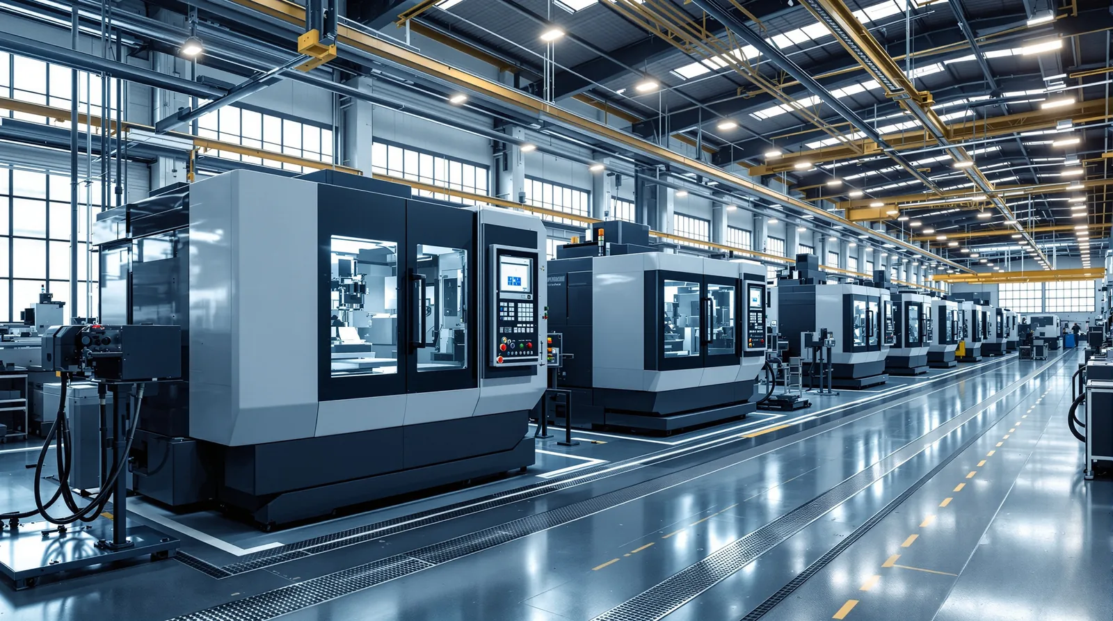 Moderne CNC-Fertigungshalle eines Lohnfertigers