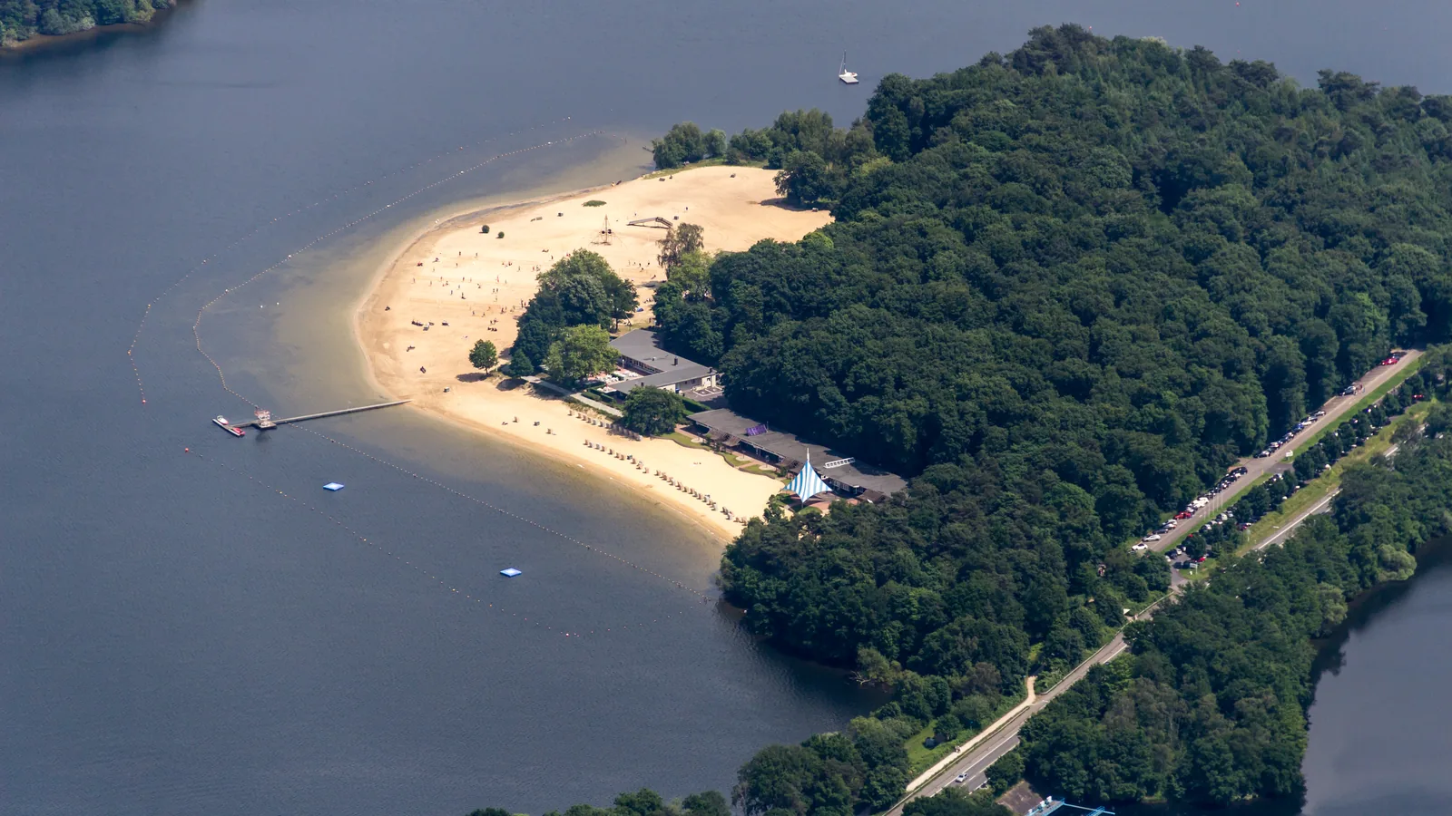 Strandbad am Halterner Stausee aus der Vogelperspektive