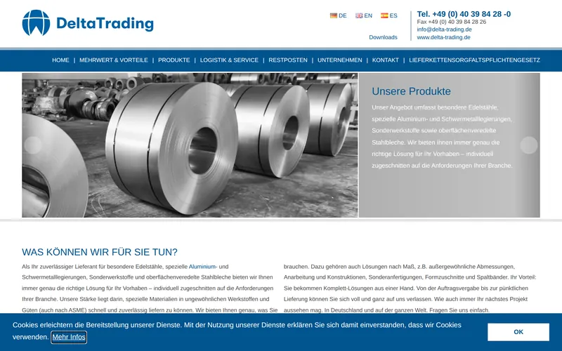 Website von Delta Trading