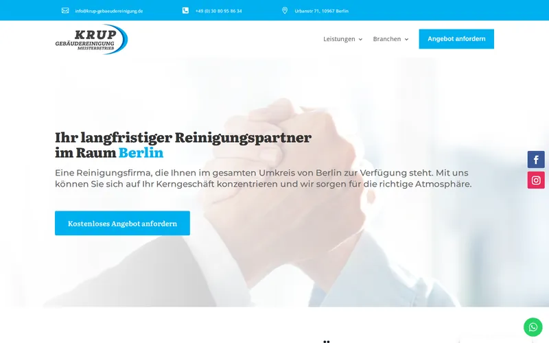 Website von Krup Gebäudereinigung aus Berlin