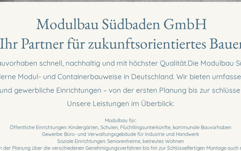 Website von Modulbau Südbaden