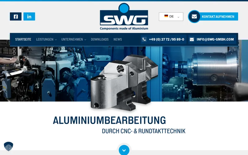 Website von SWG Metallverarbeitung