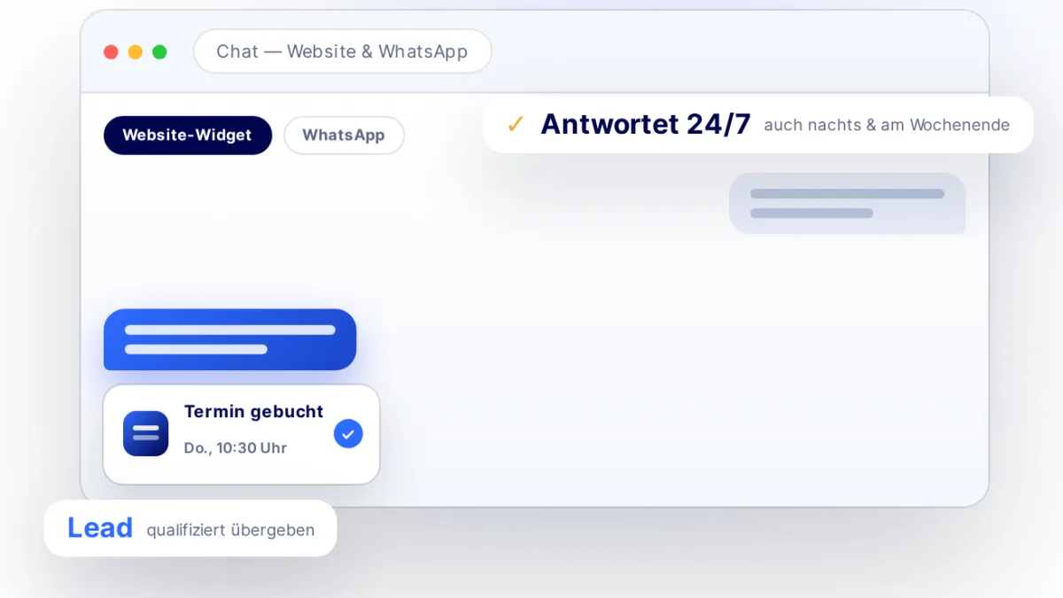 KI-Assistent von SEO-Retter — KI-Bot, der auf deiner Website und WhatsApp automatisch antwortet, Leads qualifiziert und Termine bucht.