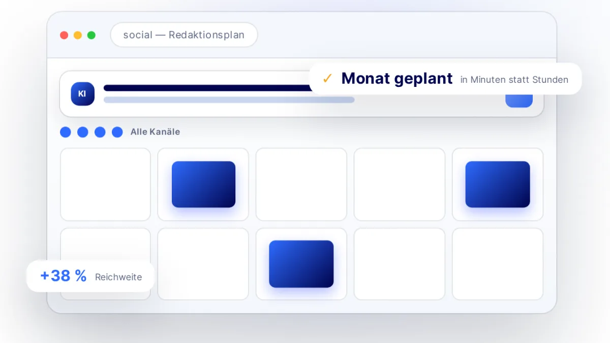 Social-Media-Manager von SEO-Retter — Alle Kanäle zentral managen: Beiträge mit KI erstellen, planen, Kommentare & Nachrichten beantworten und die Reichweite auswerten.