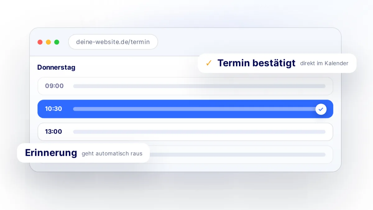 Terminkalender von SEO-Retter — Professionelle Terminbuchung direkt auf deiner Website — ohne Calendly & Co.